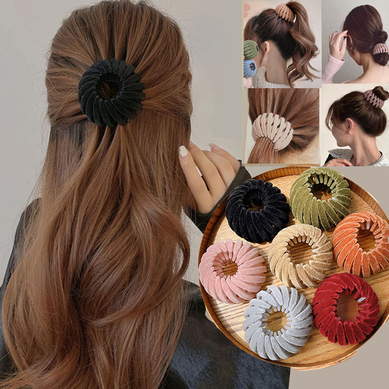 Velvet Bird Nest Hair Loops, Geometric Retractable Hair Clip