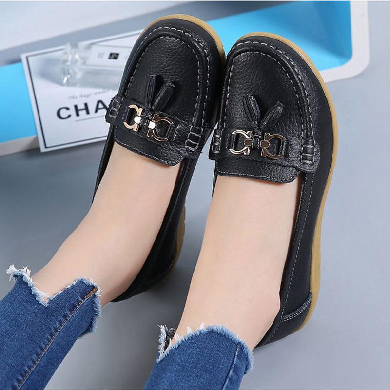 Women’s Leather Loafers Breathable Slip on Driving Shoes