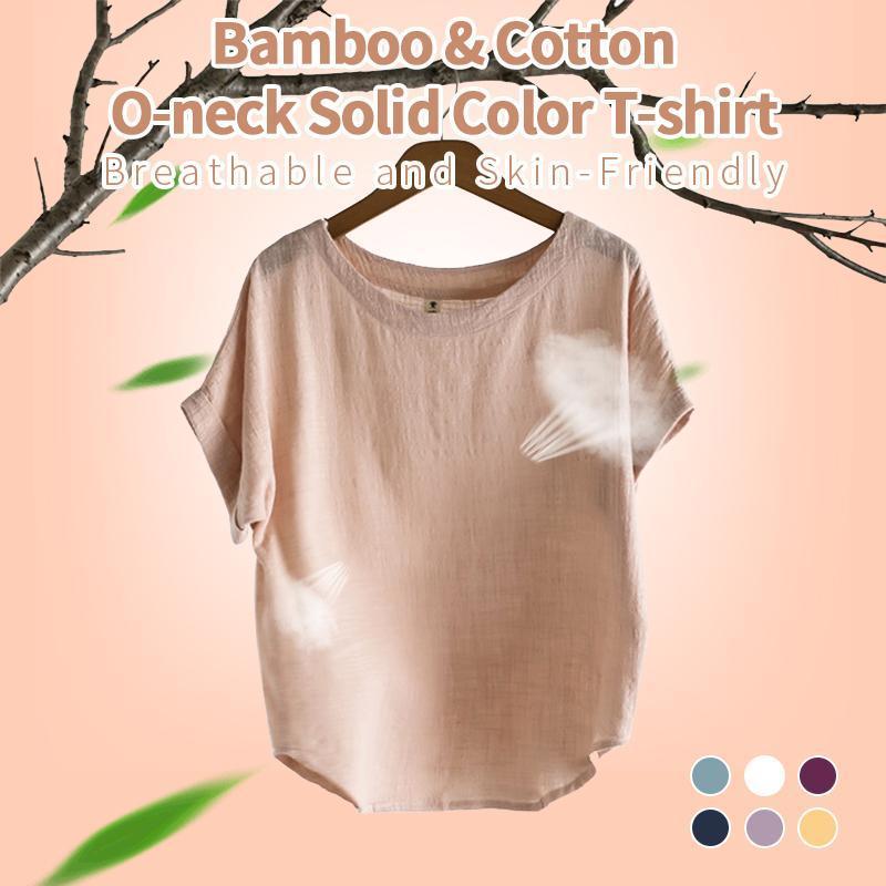 Bamboo & Cotton O-neck Solid Color T-shirt