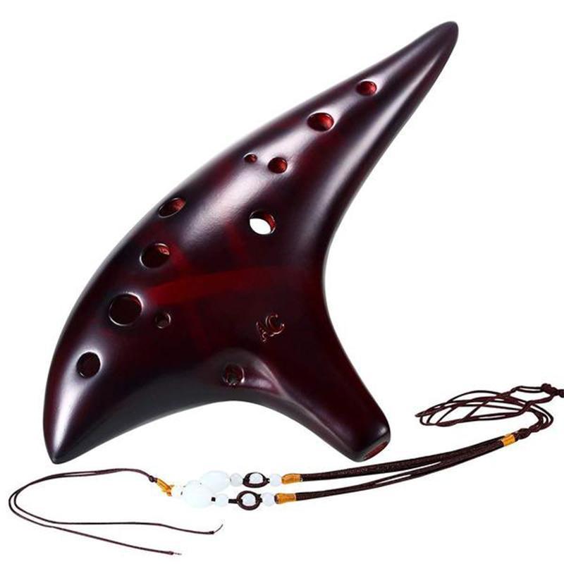 [HOT SALE]-12 Holes Ocarina Alto C Smoldering Ceramic Submarine SharpChain +Display BaseS