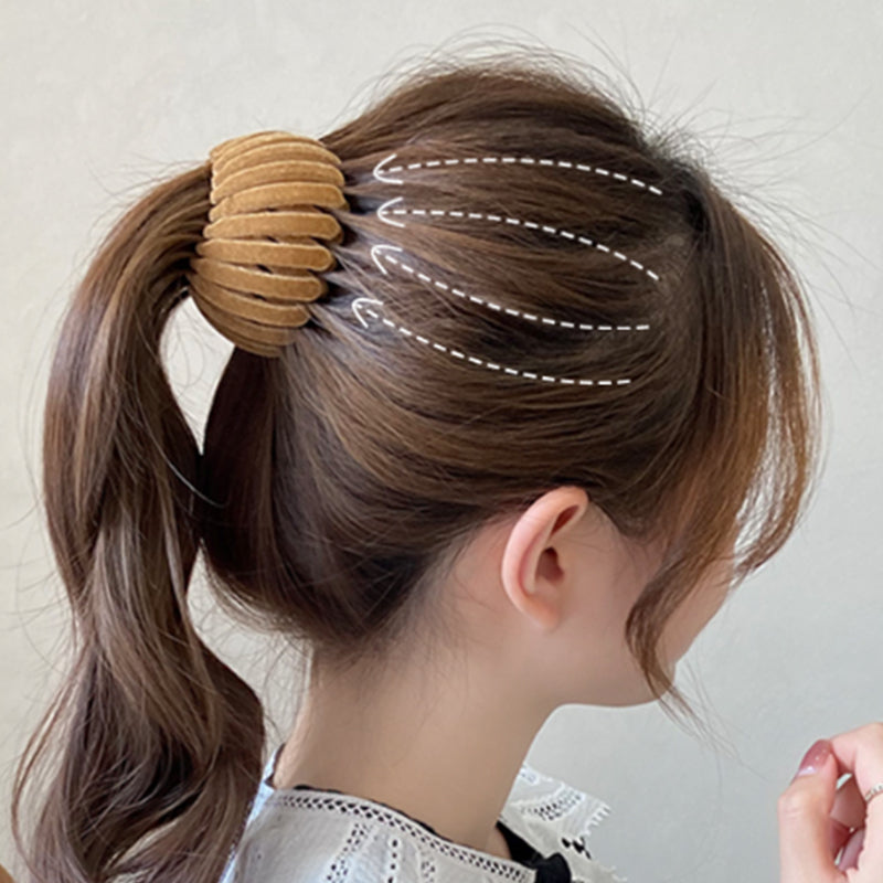 Velvet Bird Nest Hair Loops, Geometric Retractable Hair Clip