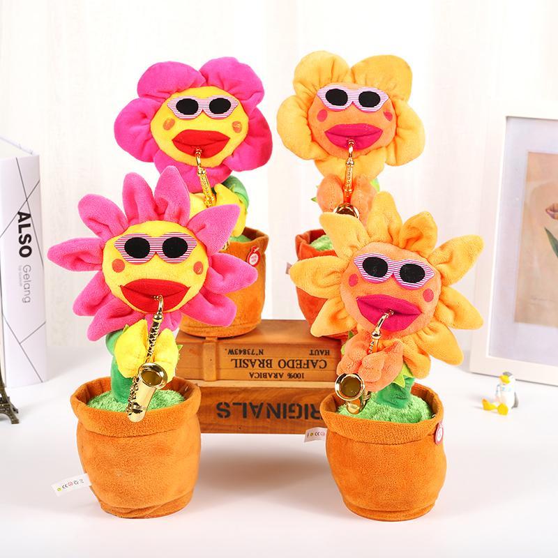 Sunflower singer with saxophone, funny toy