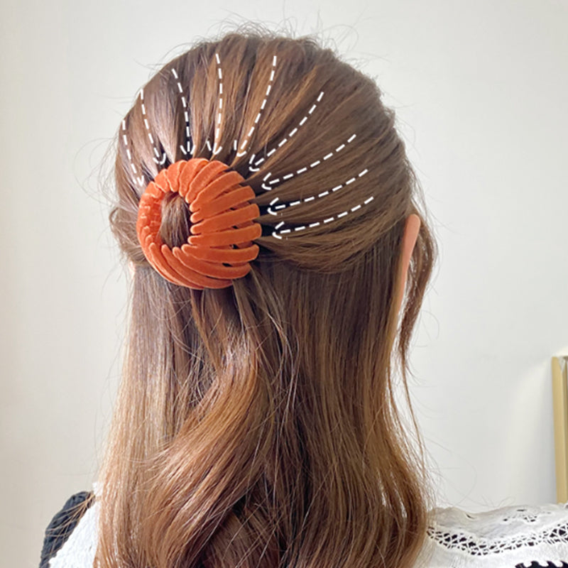 Velvet Bird Nest Hair Loops, Geometric Retractable Hair Clip