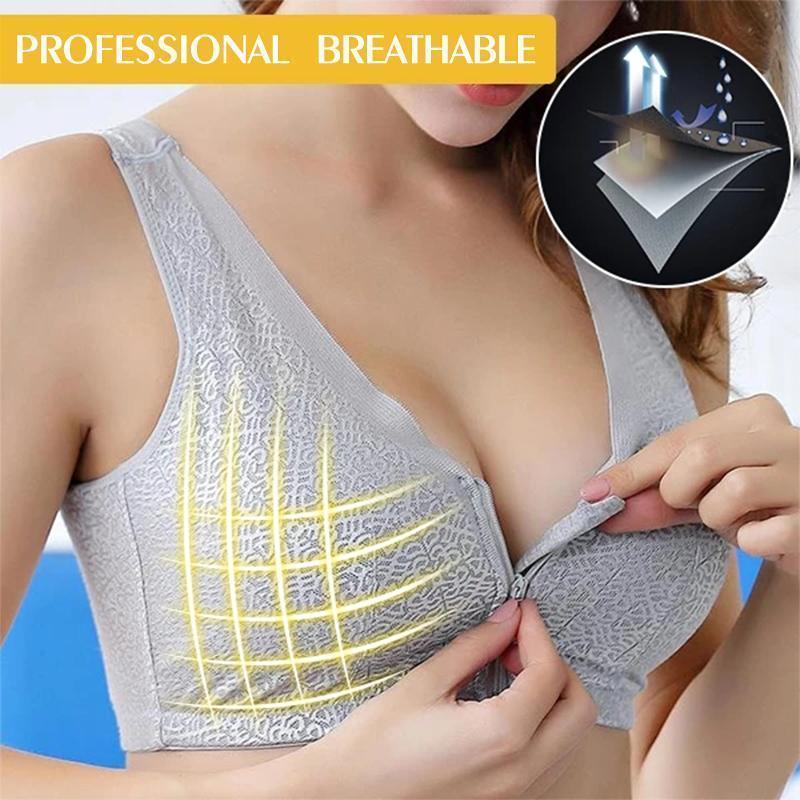 Front Zipper Breathable Bra