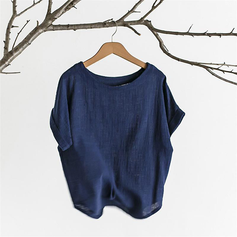 Bamboo & Cotton O-neck Solid Color T-shirt