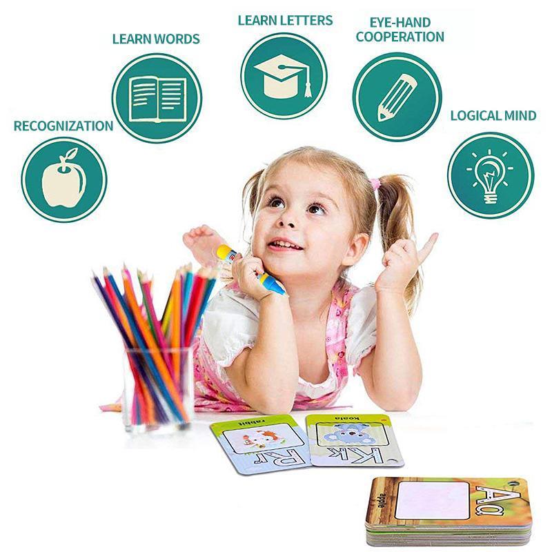 Children Learning And Drawing Card Set