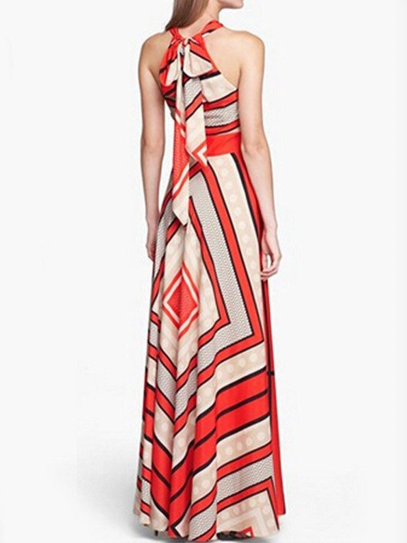 New Crew Neck  Printed Maxi Dress.AQ