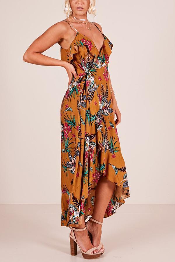 New Stylish Sexy Floral Print Vacation Maxi Dress.AQ