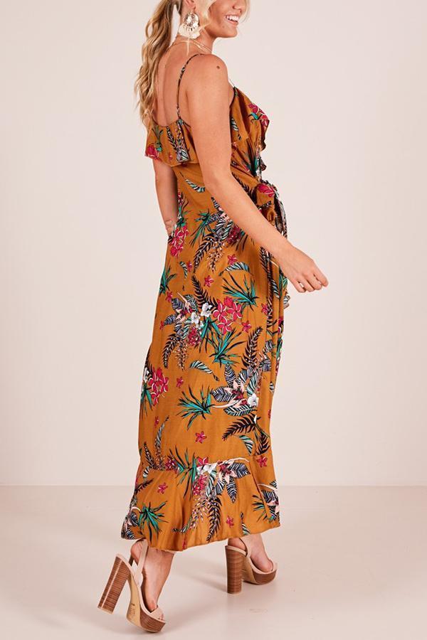 New Stylish Sexy Floral Print Vacation Maxi Dress.AQ