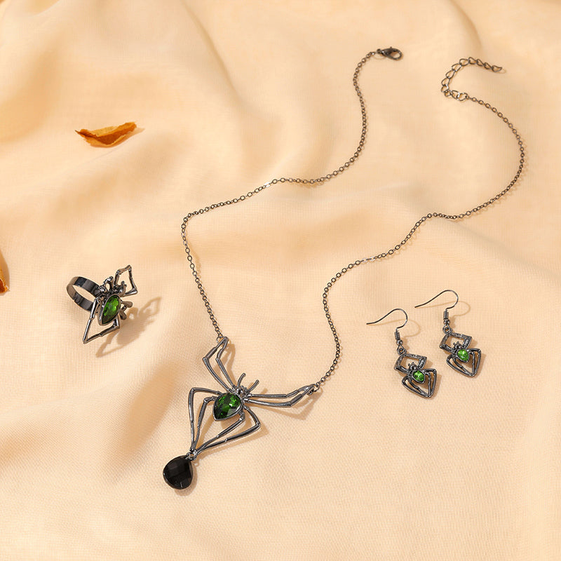 Retro Style Halloween Spider Jewelry Set