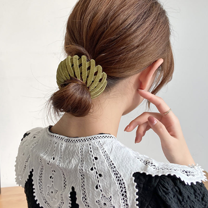 Velvet Bird Nest Hair Loops, Geometric Retractable Hair Clip