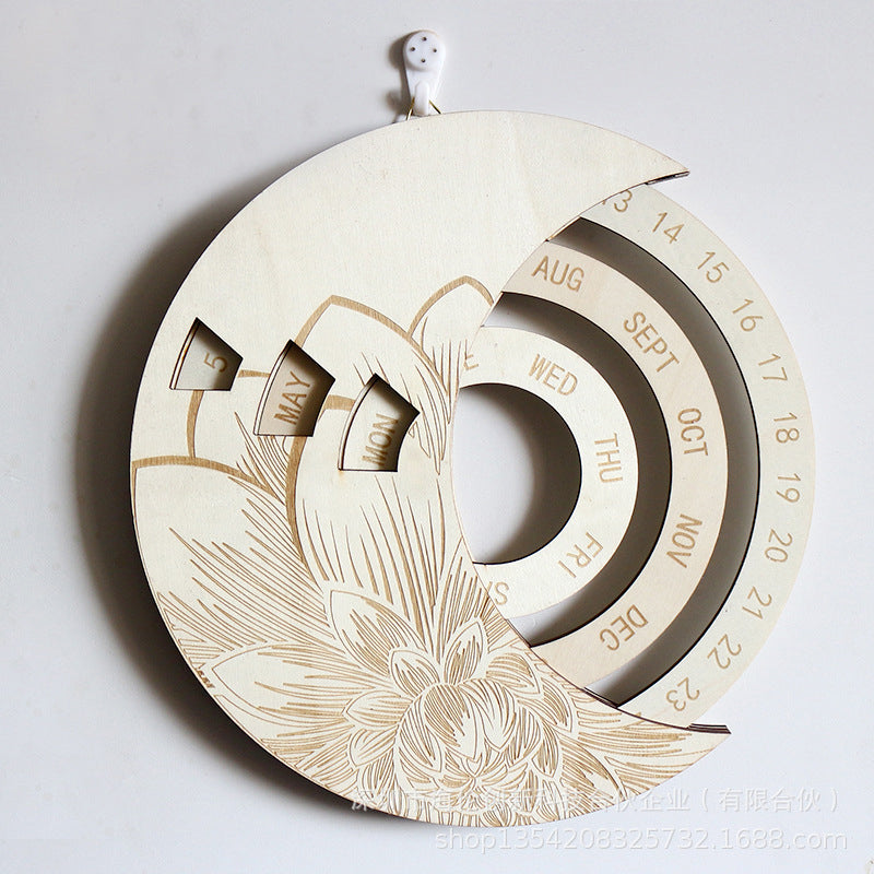 Wooden Wall Mounted Moon Calendar