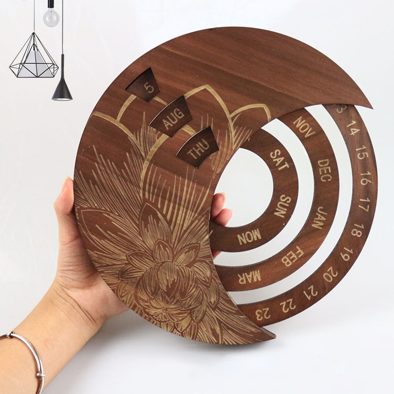 Wooden Wall Mounted Moon Calendar