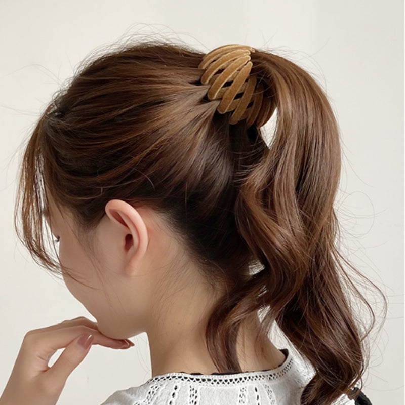 Velvet Bird Nest Hair Loops, Geometric Retractable Hair Clip