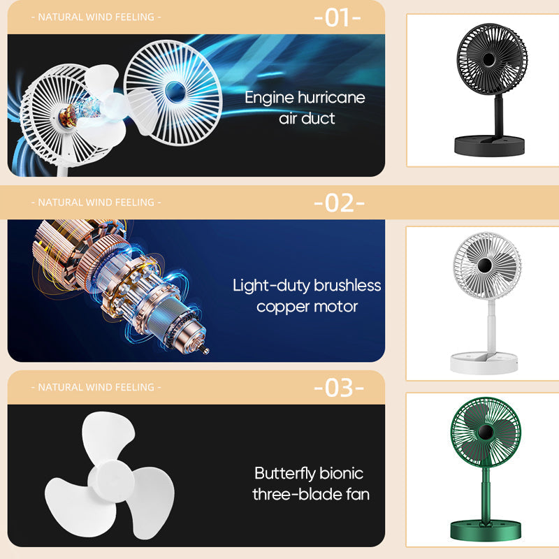 Telescopic Folding Fan(Rechargeable 2000mAh)