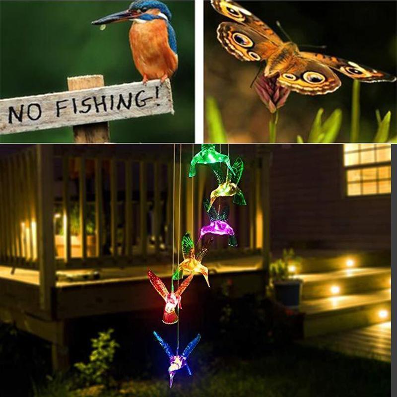 Color-Changing Solar LED Waterproof Hummingbird Wind Chimes