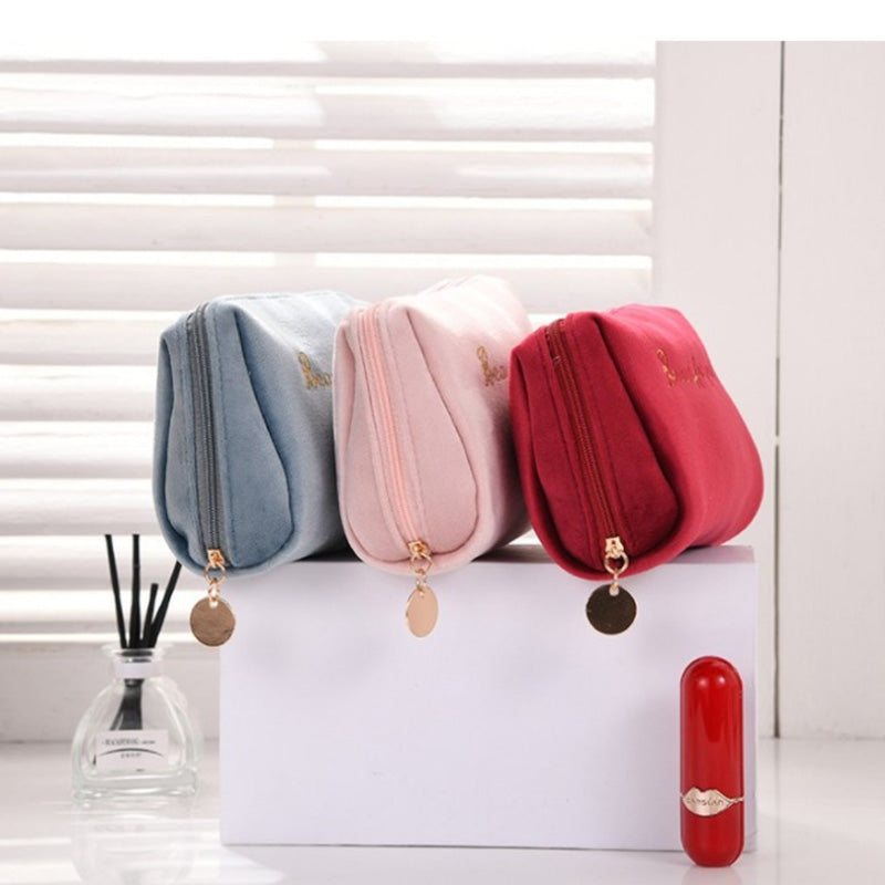 Flannel Embroidered Clutch Bag Cosmetic Bag