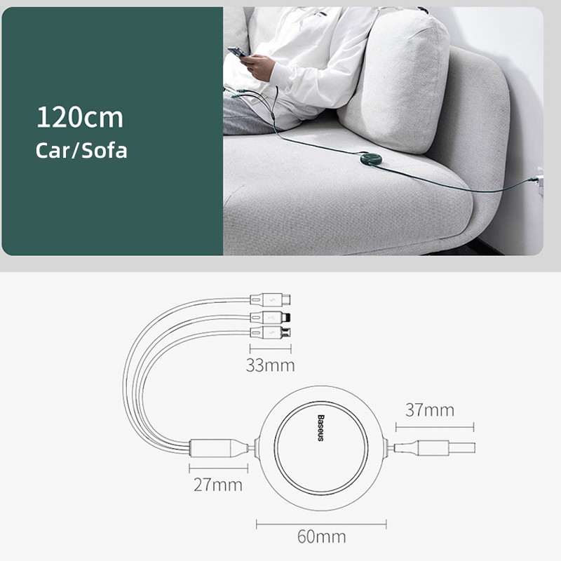 3 in 1 Retractable USB Charging Cable