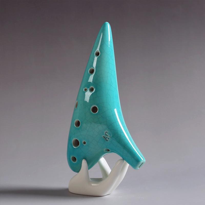 [HOT SALE]-12 Holes Ocarina Alto C Smoldering Ceramic Submarine SharpChain +Display BaseS