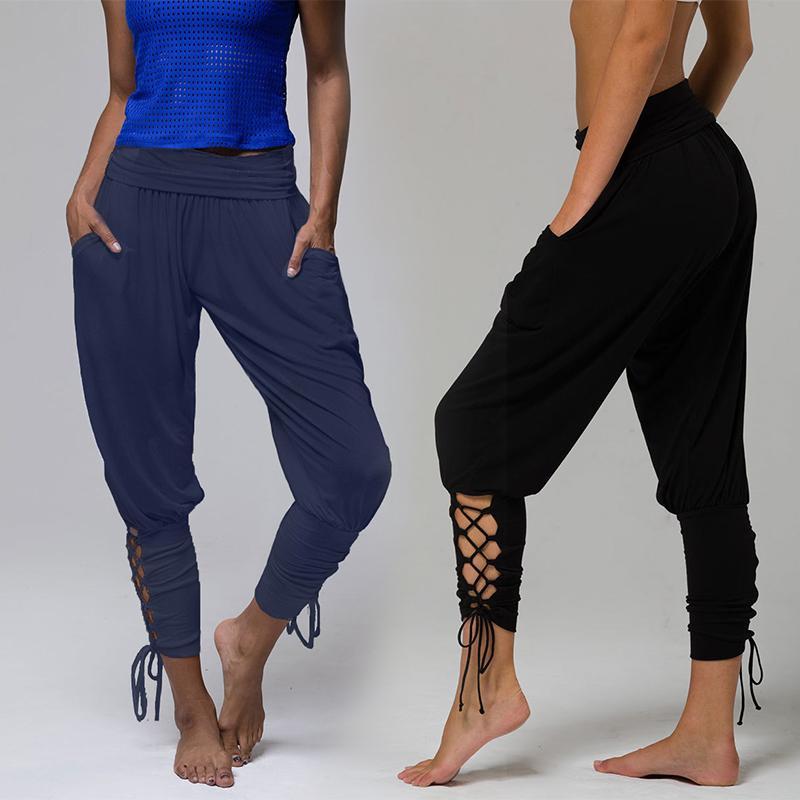 Lace-up Bandage Elastic Waist Jogger Pants Yoga Leggings