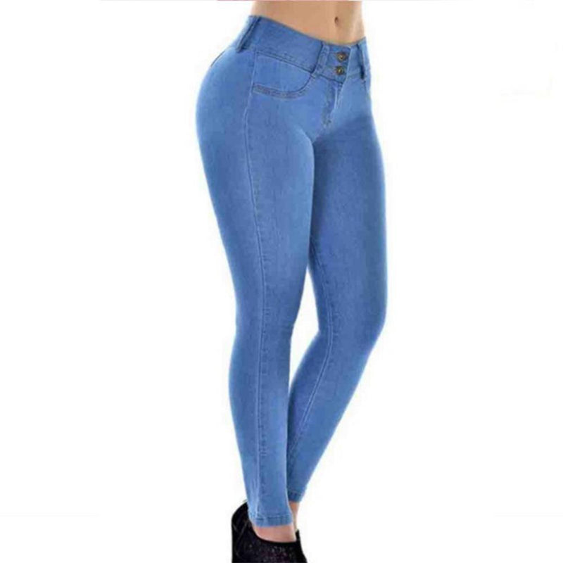 High Waist Stretch Denim Pants