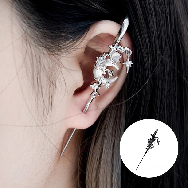 Moon Ear Hook Needle Piercing Earring