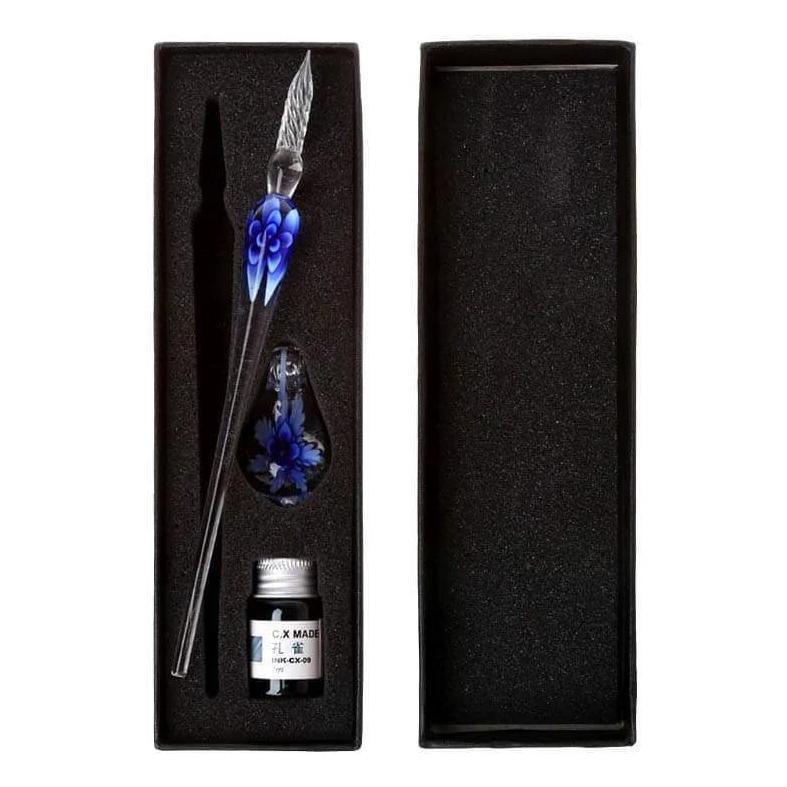 Glass Calligraphy Pen Set with Ink and Pen Rest